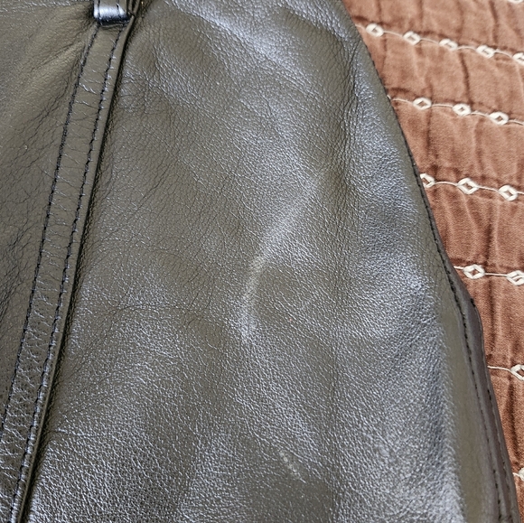 Vintage long black genuine Leather Skirt - Picture 3 of 4